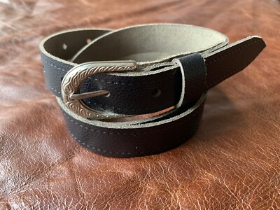 Schwarz 23 mm breit Damen leichter Gürtel handgefertigt Echtleder Gürtel 1'' Zoll n2
