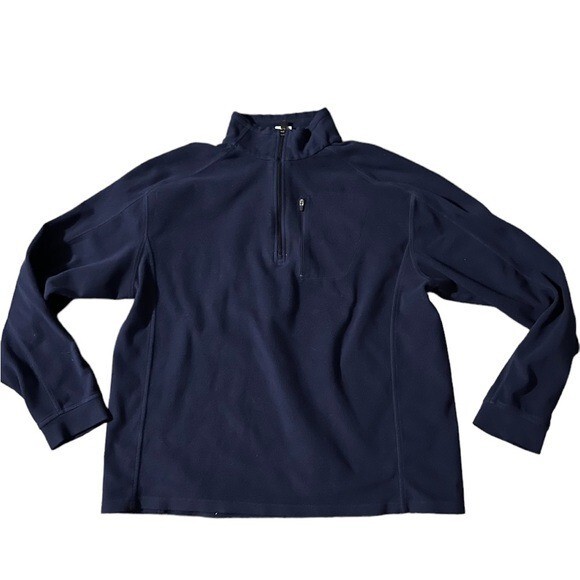 L.L. Bean Mens Navy Blue 1/4 Zip Fleece Pullover Sweatshirt Size Large