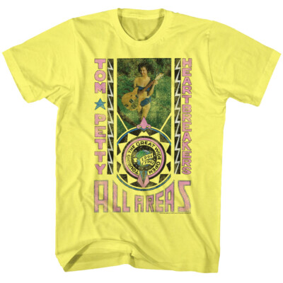 Tom Petty T Shirt Heartbreakers ALL AREA ACCESS Music New Official Mens Yellow