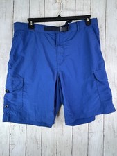 LANDS END Men's Blue Volley Swim Trunks Board Shorts Large Lined Pockets