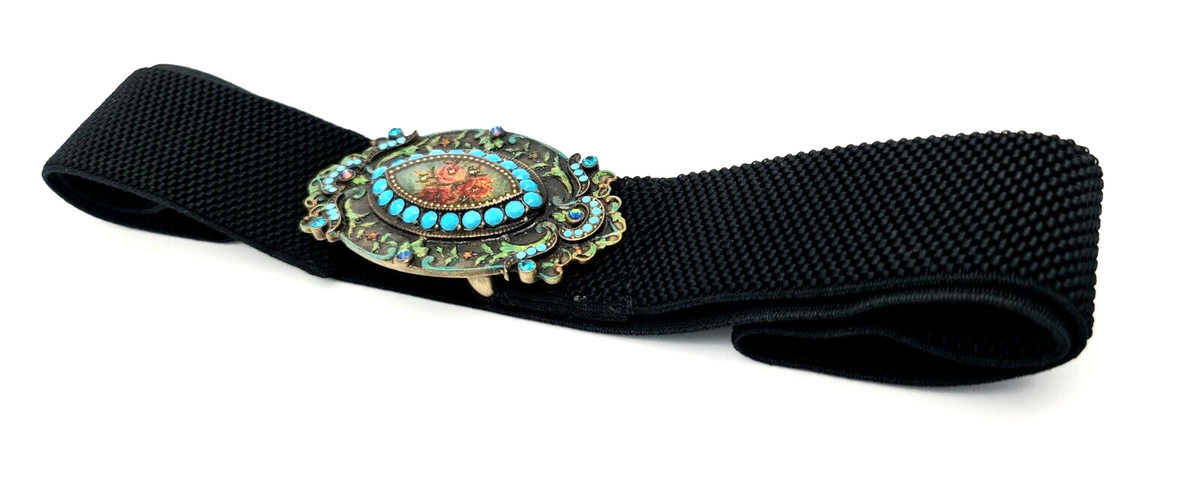 Beautiful Belt With Buckle Studded With Colored Crystals By 