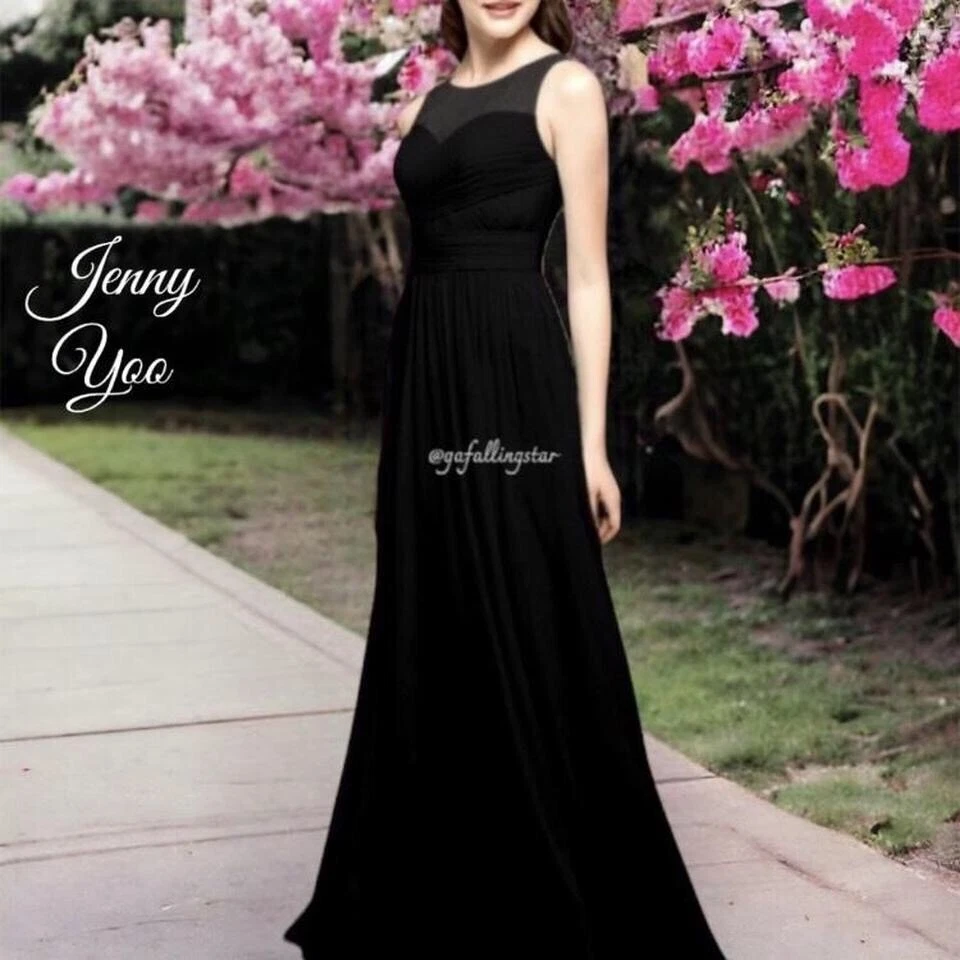 BHLDN Jenny Yoo Open Back Chiffon Bridesmaid Gown Size 10 - Image 2 of 4