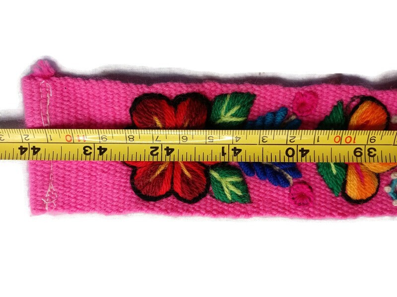 Set of Belt and Peruvian Headband Embroidered by Hand Cordillera de Los Andes Ay Hand-Woven Peruvian Belts: Authentic Floral Embroidery  main image 4
