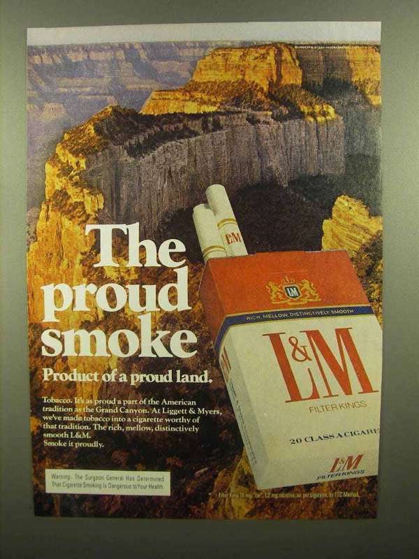 can you smoke cigarettes at the grand canyon 1975 L&M Cigarettes Ad - Grand Canyon - Proud Smoke