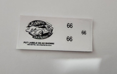 Hot Wheels Chaparral 2G Redline DIE CUT Reproduction Stickers