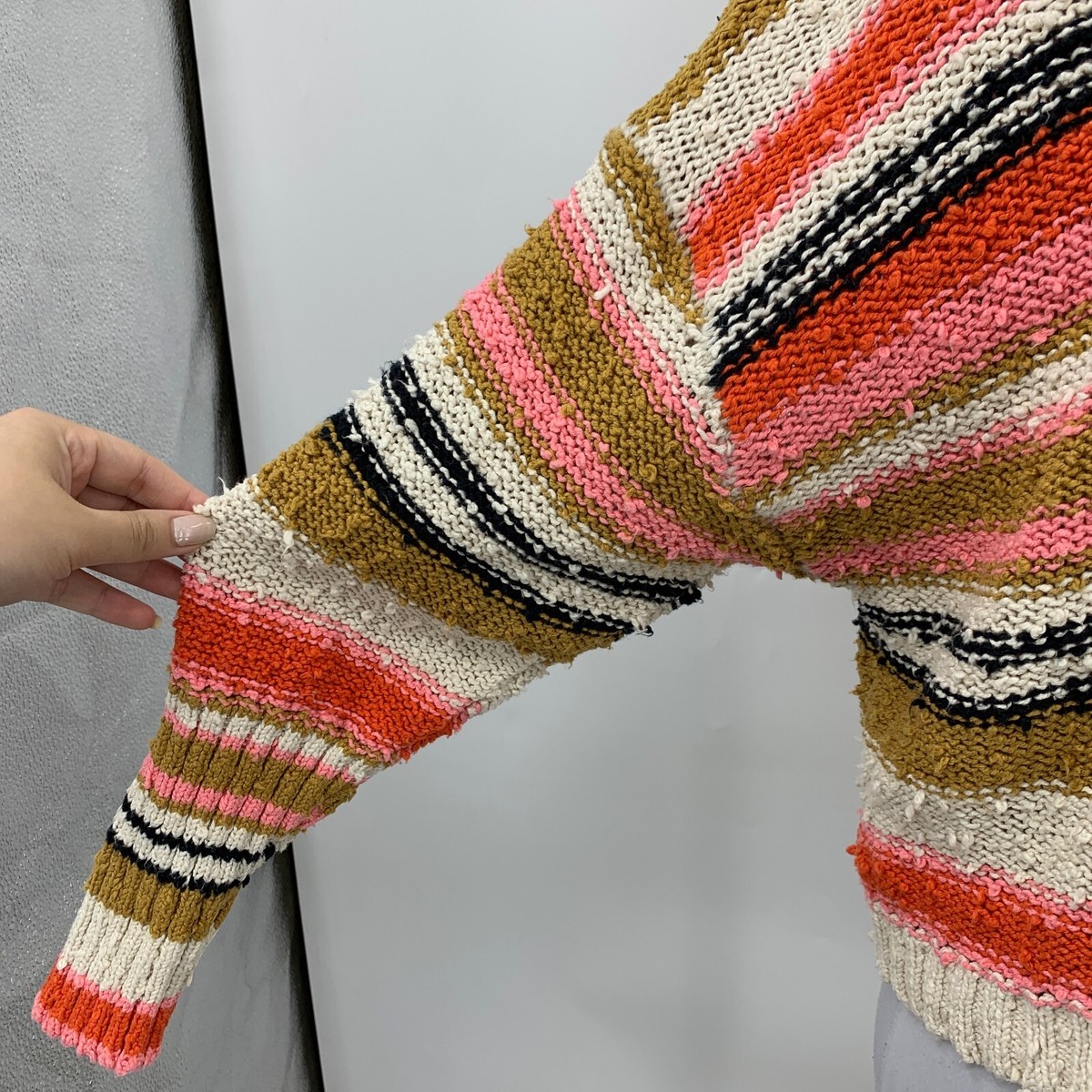 Billabong Sweater Womens XS Yarrow Pink Stripe Easy Going