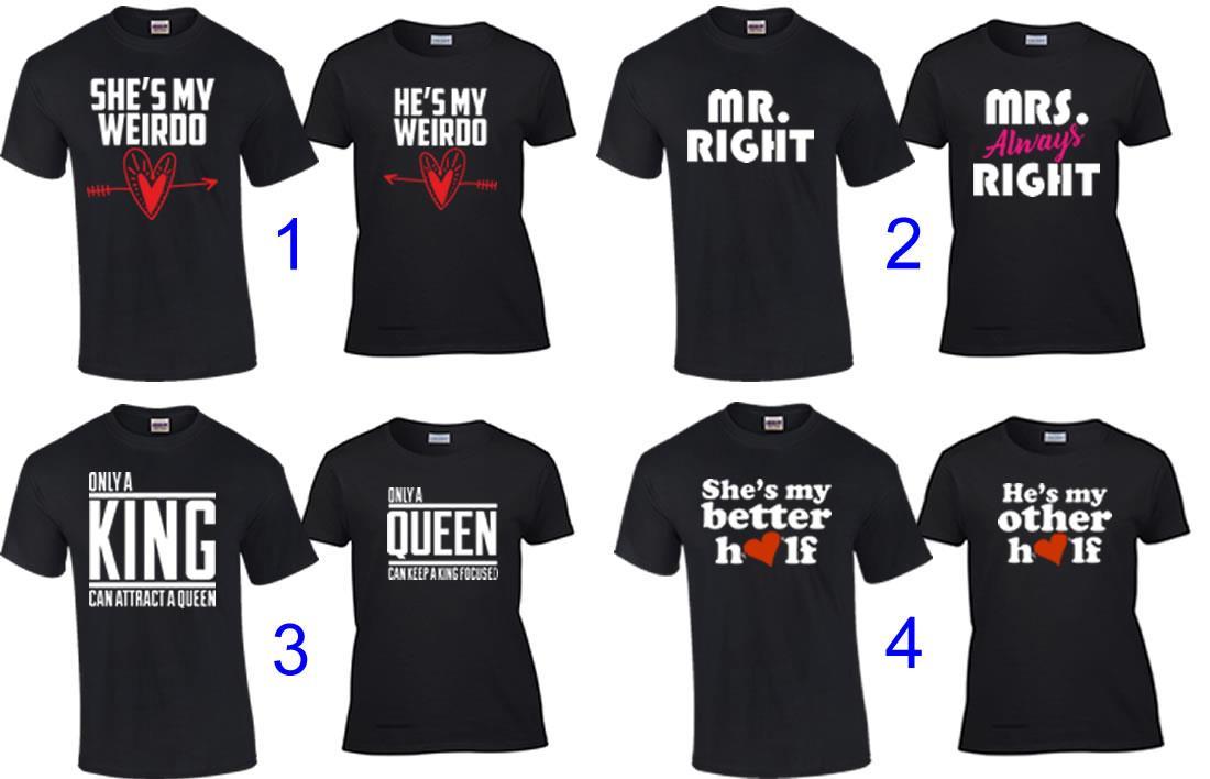 ALTRA T shirt abbinate coppia He's She's My Weirdo Mr Mrs Right King Queen camicie