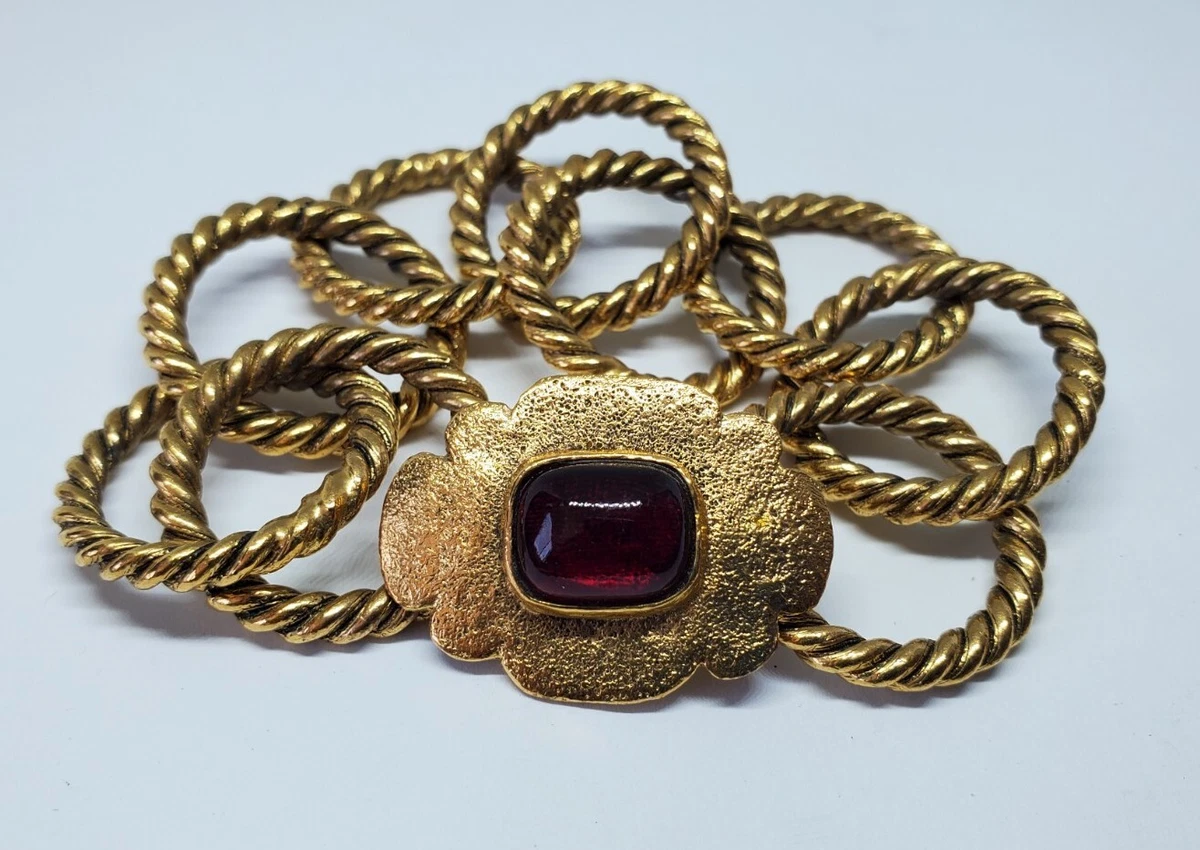 Vintage CHANEL Gripoix Quilted Cuff Bracelet 