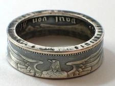 Münzring 2 Reichsmark Silber Adler 1936-39 Silber 625er vintage Ring Größe 52-60