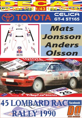 DECAL TOYOTA CELICA GT4 ST165 M.JONSSON RAC R. 1990 4th (01)