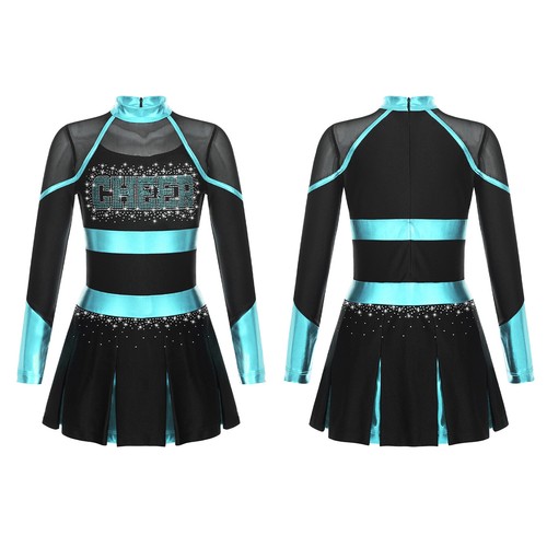 Costume vestito squadra bambina ragazza glitterato cheerleading colore contrasto uniforme - Foto 20 di 84