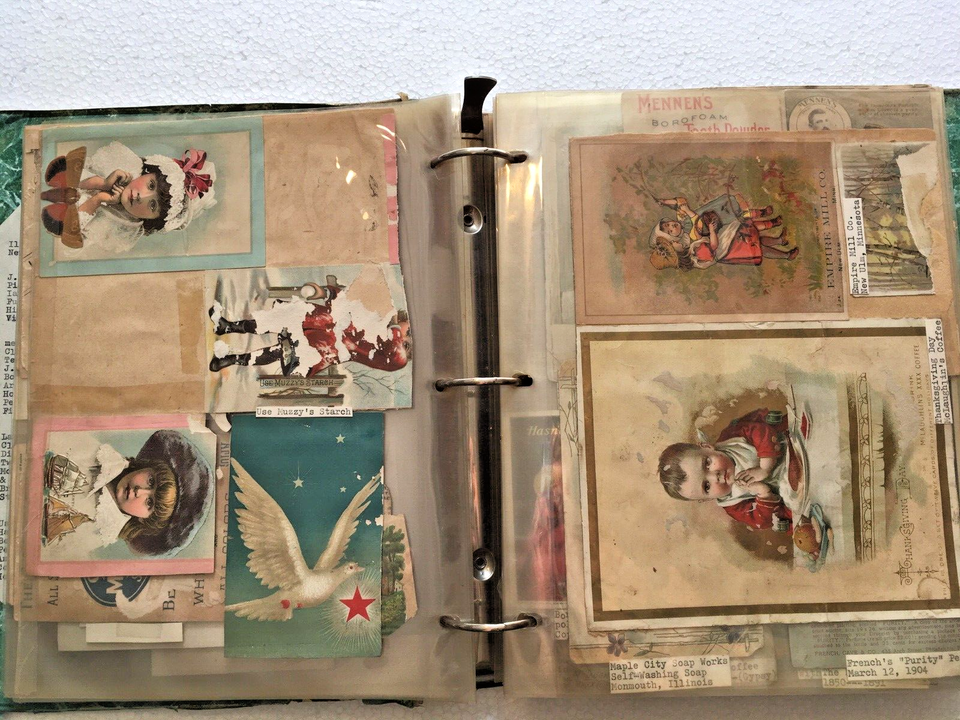 Antique Victorian Scrapbook Album 1800s Advertising Trade Cards Postcards & More eBay