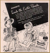 1949 Nannette Originals Little Girls Dresses Stroller Print Ad