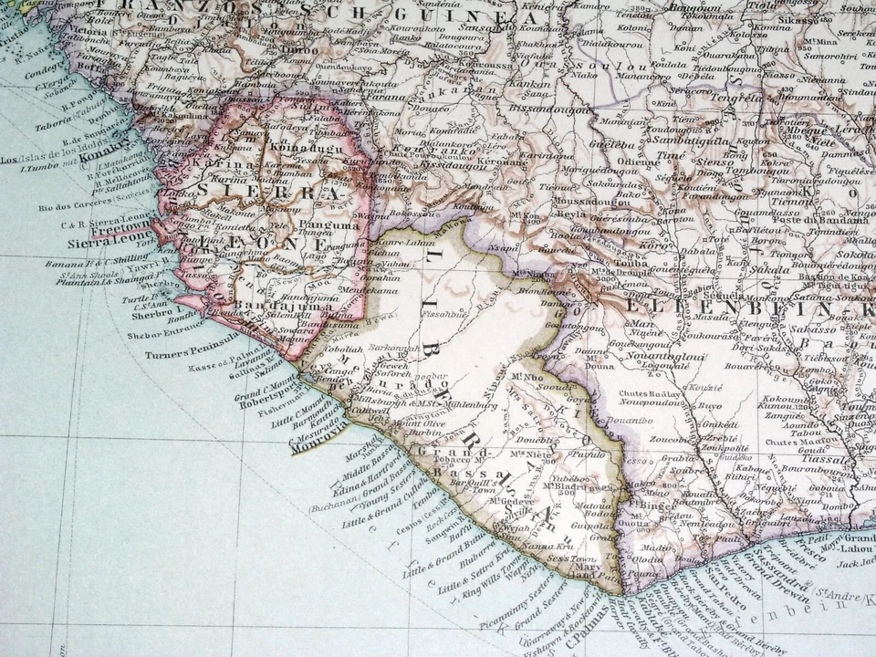 Mapa de Guinea Sierra Leona 1910 Ghana Togo Benín Camerún África Colonias Alemanas Foto 2 de 4