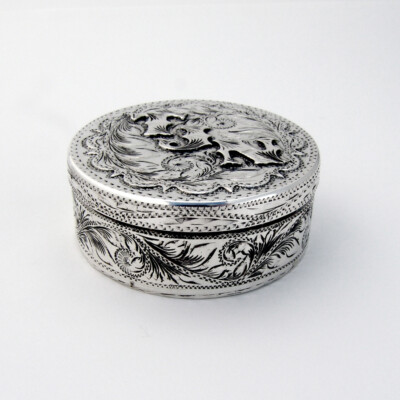 Native American Tobacco Box Enamel Interior Sterling Silver Mono TJN