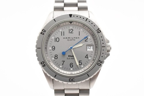 Reloj de cuarzo para hombre Hamilton Khaki 9745B esfera plateada con caja #W165 - Imagen 4 de 12
