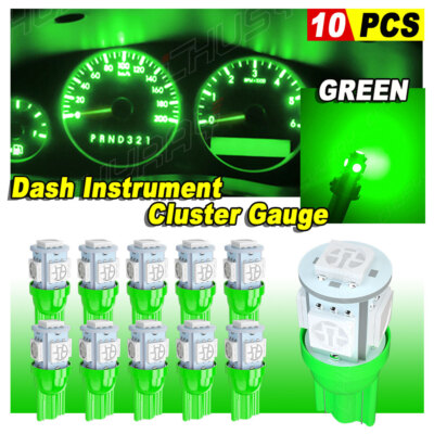 10x Dash Gauge Cluster Panel green led Light Bulbs T10 W5W 168 194 For Toyota