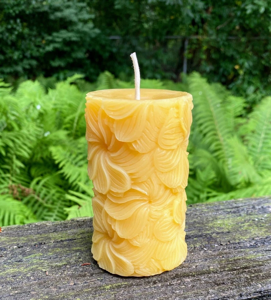 Pinwheel Flower Pillar Candle, Nature, Garden, Beeswax Candles, Daisy, Petals 🐝 - Image 2 of 3