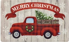 ANTI-FATIGUE NONSLIP FLOOR MAT (18"x30") WINTER, RED TRUCK, MERRY CHRISTMAS, WW