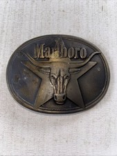 Marlboro Solid Brass Belt Buckle Vintage 1987 Philip Morris b 