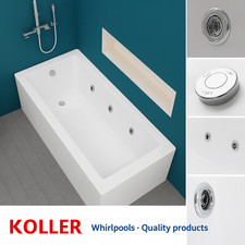 Square Single Ended Whirlpool Spa Bath – 6/8/11 Jets, Lights,6 Sizes 1400–1900mm