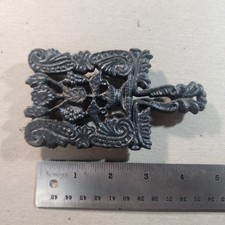Antique Cast Iron Miniature Trivet Ornate Floral Scrollwork Victorian 3.5"