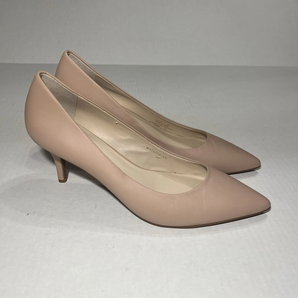 Cole Haan женщин 9 B бежевый кожаный острый котенок каблуки новый без коробки водонепроницаемый - Изображение 4 из 4