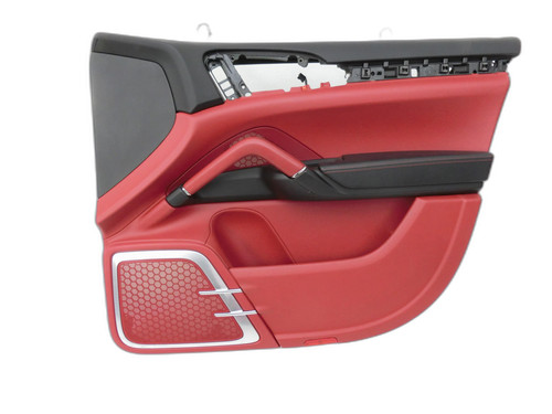 Türverkleidung Türpappe Leder Schwarz Carrerarot Re Vo für Cayenne 92A Turbo S