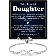 To My Daughter Bracelet, Daughter Infinity Heart Bracelet From Mom, Daughter'...