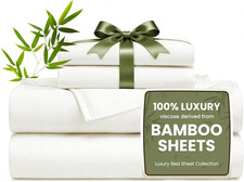 Love's Cabin Luxury Bamboo Rayon 4 Pcs Full Size Sheet Set, Cooling Breathable