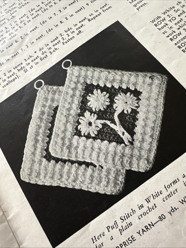 VTG 1940’s? Sugar & Cream Yarn Enterprise POTHOLDERS CROCHET Pot Holders Etc - Picture 16 of 21
