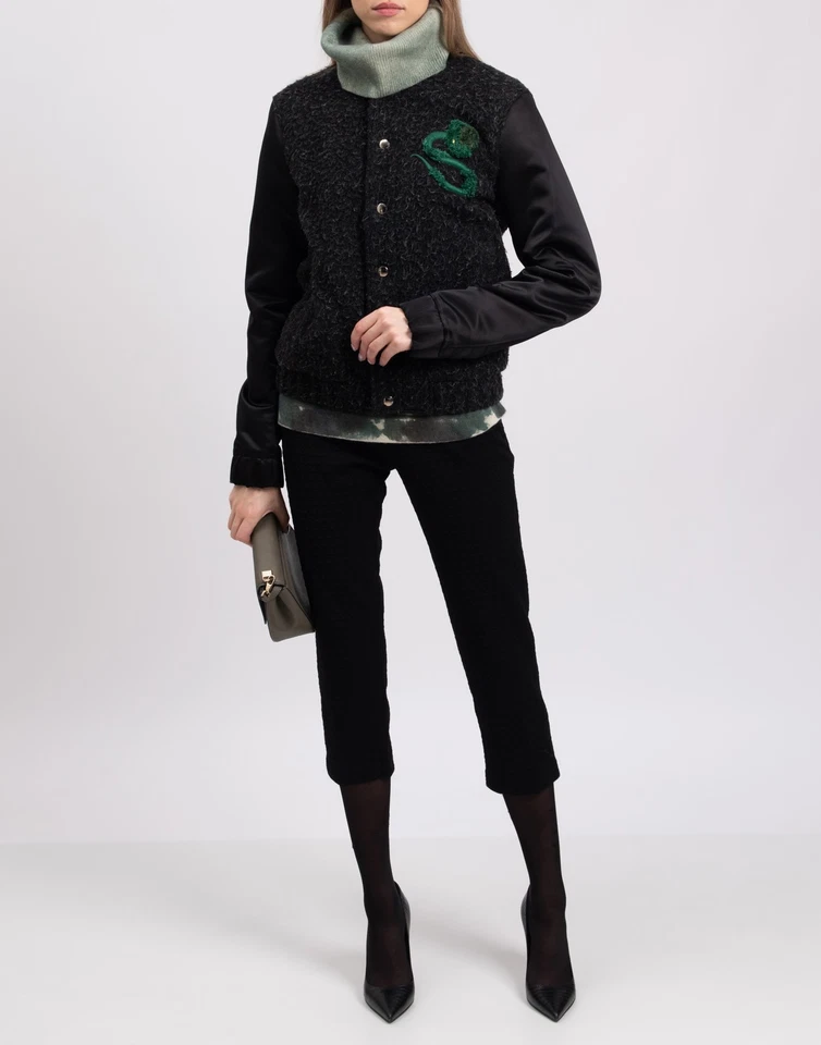 RRP€899 AU JOUR LE JOUR Bomber Jacket IT48 US12 UK16 XXL Alpaca & Wool Blend - Image 3 of 4