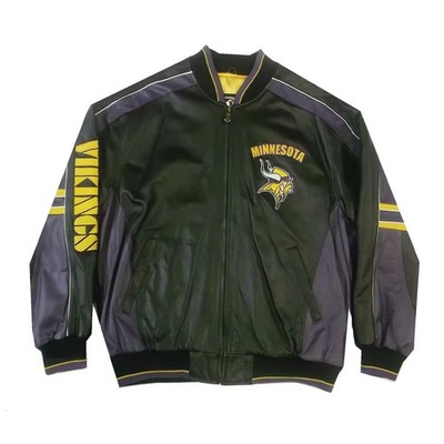NFL MINNESOTA VIKINGS LEATHER BOMBER JACKET L39090VIK | eBay
