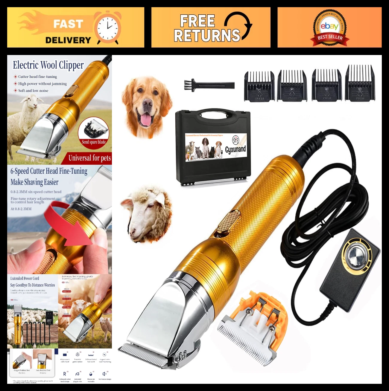 Powerful Electric Dog Grooming Clippers - Heavy Duty Pet Shears for Thick Coats,
Opens in a new wind