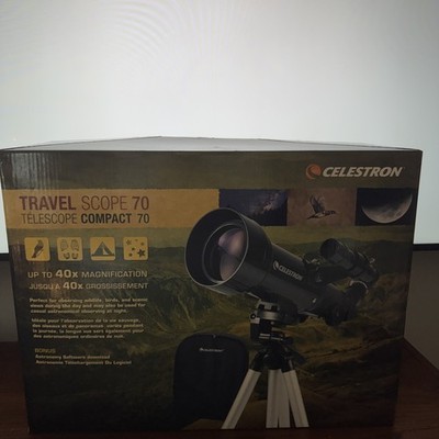 Celestron Travel Scope 70 Telescope Compact 70 Refractor w/ Tripod & Bag