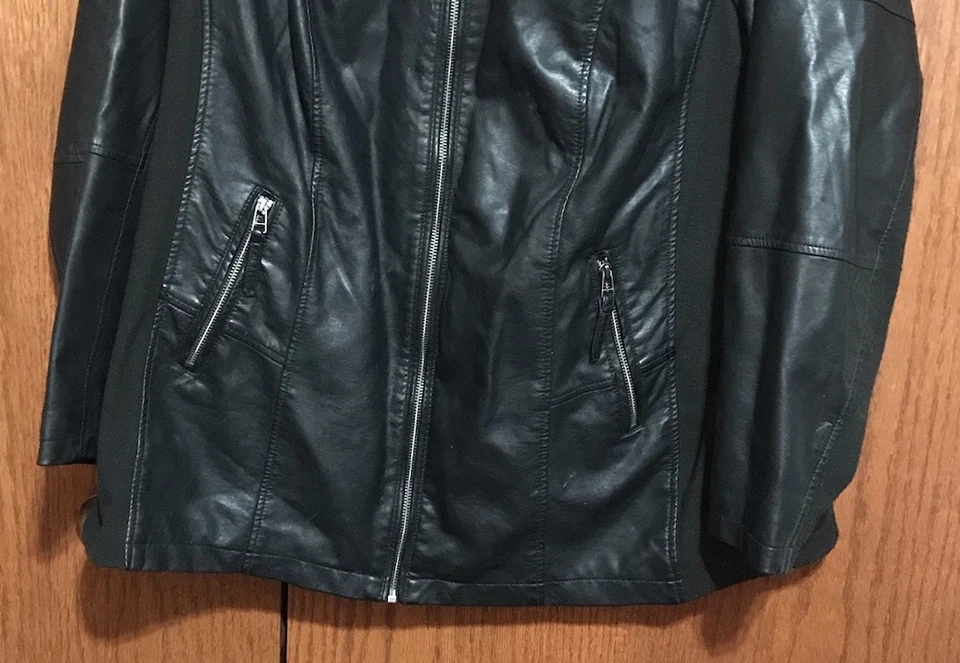 Женские Catherines размер 1 X 18/20 черный искусственной кожи Куртка Пальто молнии карманы  - Изображение 2 из 4