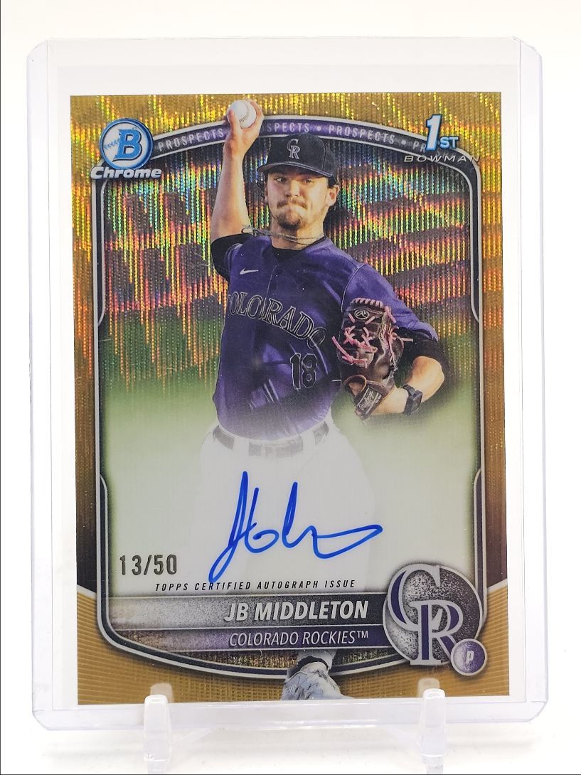 JB MIDDLETON 2025 BOWMAN CHROME DRAFT 1ST GOLD WAVE AUTO /50 Q3917