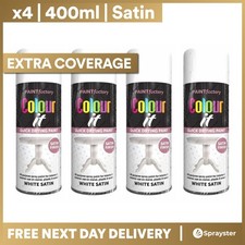 4x Colour It White Satin Spray Paint 400ml