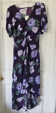 A New Day Women's Dress Size L Purple Green Floral High Low NWT.           (250)