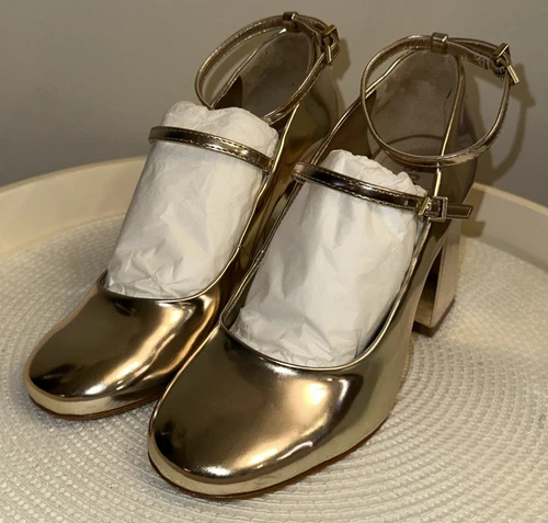 Schutz Gold Dorothy High Heels Mary Jane   Size 6