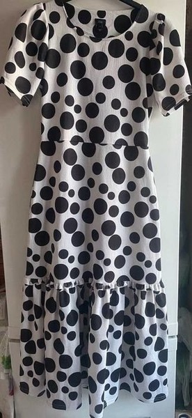 Women Dress White Polyester 36