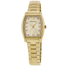 New Bulova Classic Champagne Diamond Dial PVD Stainless Women's Watch 97P160