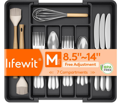 Lifewit Expandable Silverware Organizer - BPA-Free Kitchen Utensil Drawer Tray