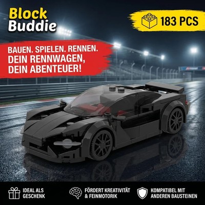 BlockBuddie  McLaren 765LT Schwarz Sport MOC Auto Rennwagen Klemmbausteine