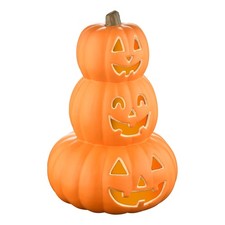 Evelyne Stacked Jack-O-Lantern Pumpkin Decoration 3-Tier Light-Up Halloween