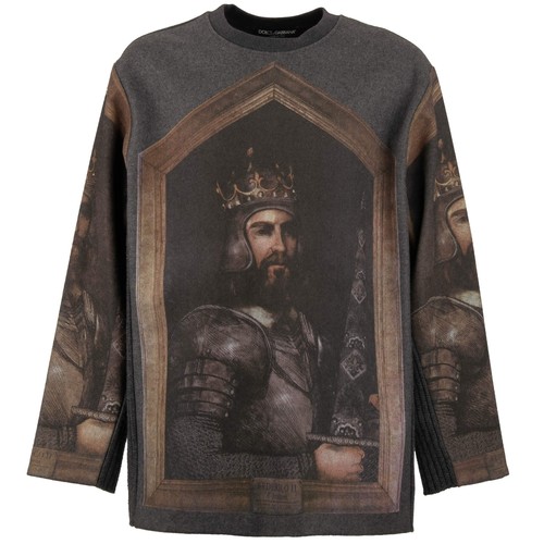 DOLCE & GABBANA Oversized Crown King Virgin Wool Sweater IT 48 US 38 M L XL