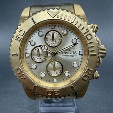 Invicta Pro Diver 1774 Chronograph Watch Men 44mm Champagne Dial Gold Tone Runs