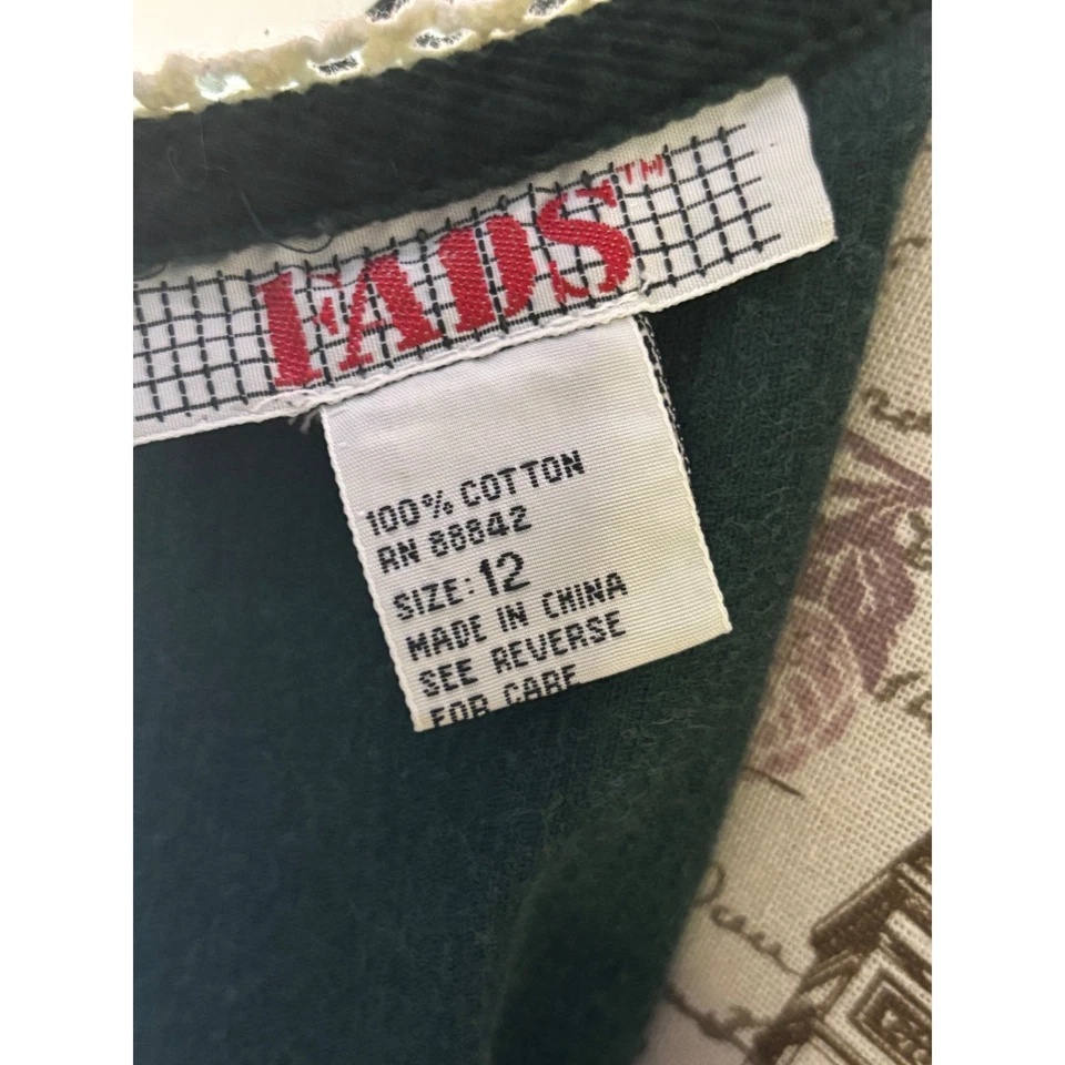 Vintage Corduroy Dress Green Size 8-10 Long Sleeve WICKED Wear - Image 3 of 4