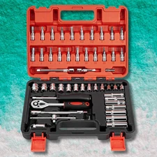 Mechanics Tool Set Kit Socket Ratchet Wrench Set Car Repair Tool w/Case (53-Pcs)