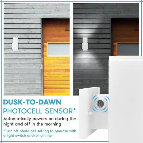 Luxrite Dusk to Dawn LED Outdoor Wall Light, 10", 3CCT, 15/20/24W, IP65 2-Pack - Picture 2 of 7